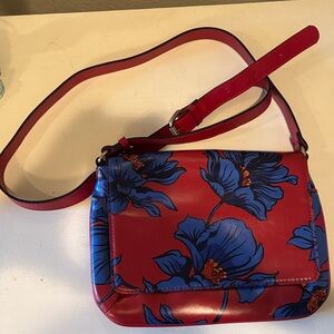 Patricia Nash Red and Blue Floral Crossbody Bag